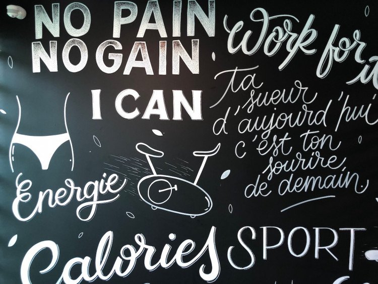affiche no pain no gain tableau noir